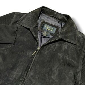 Vintage Fabio Genuine Leather Lined Jacket Womens Large Zip Pockets Brown Suede